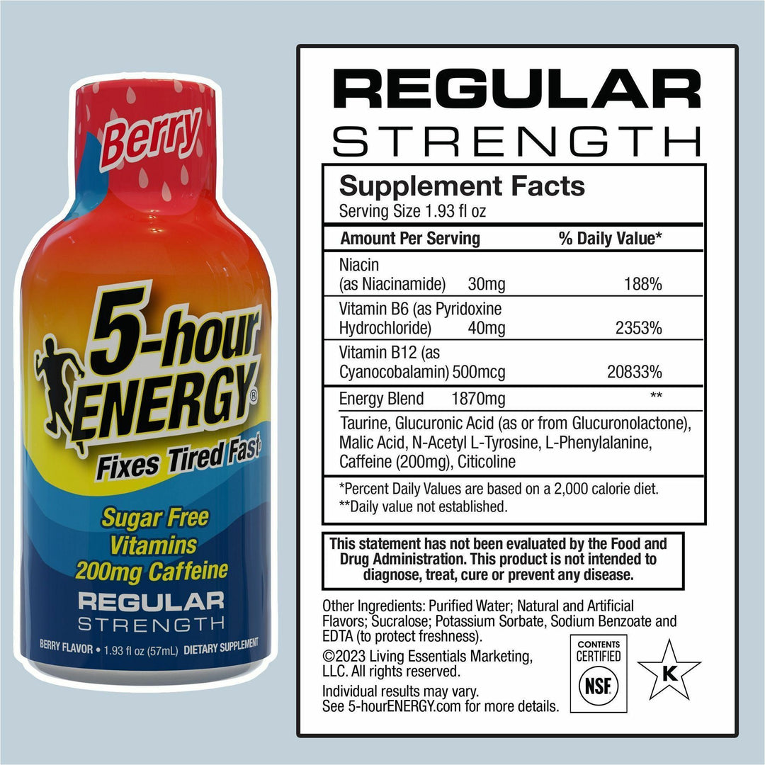 Image of 5-hour ENERGY® Five Hour Energy Drink, 2 oz., 12/PK, Berry Flavored