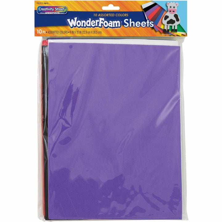 Image of Creativity Street 4318 Wonderfoam Sheets, Craft, 12" H x 9" Width, Assorted, Foam, 10 / Pack