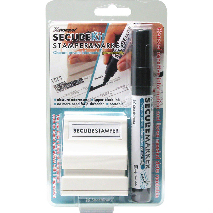 Image of Shachihata Inc Small Security Stamp Kit, w/Marker, 1/2"x1-11/16", Black