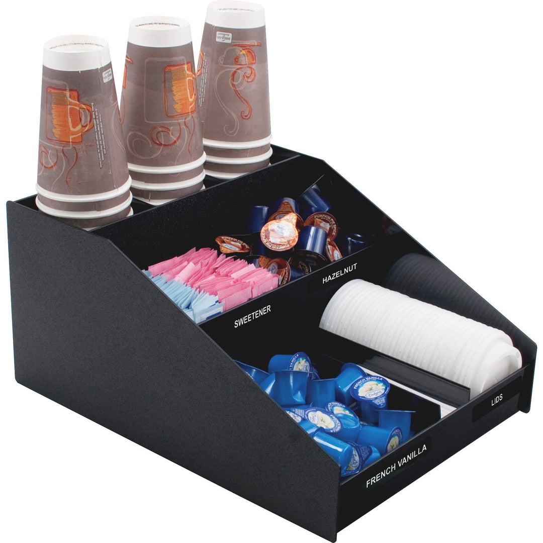 Image of Vertiflex® Commercial Grade Horizontal Condiment Organizer, 9 Compartments, 12 x 16 x 7.5, Black