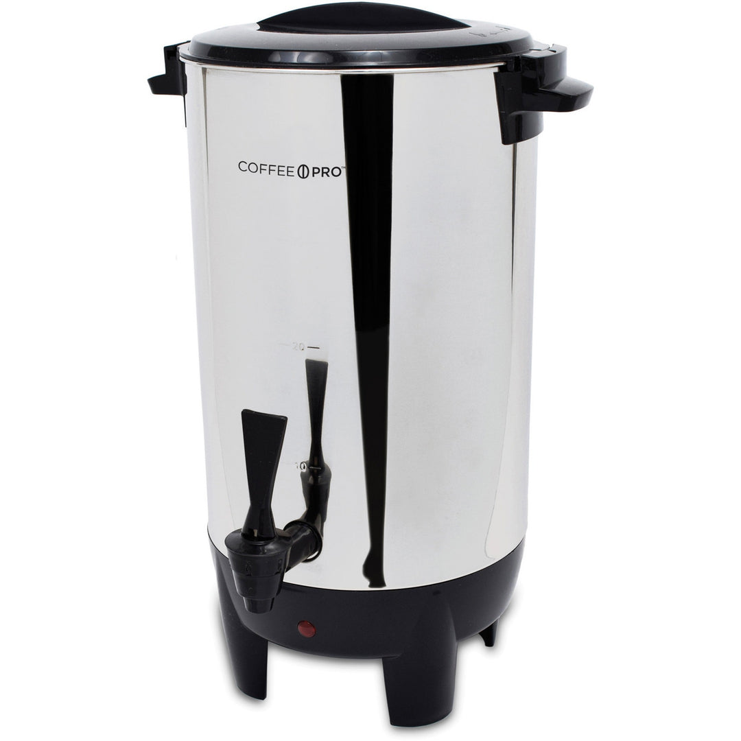Image of Coffee Pro CP30 30-Cup Percolating Urn/Coffeemaker, 30 Cup(s), Multi-serve, Stainless Steel, Stainless Steel Body, 1 Each