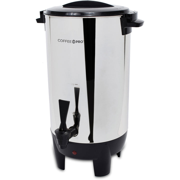 Image of Coffee Pro CP30 30-Cup Percolating Urn/Coffeemaker, 30 Cup(s), Multi-serve, Stainless Steel, Stainless Steel Body, 1 Each