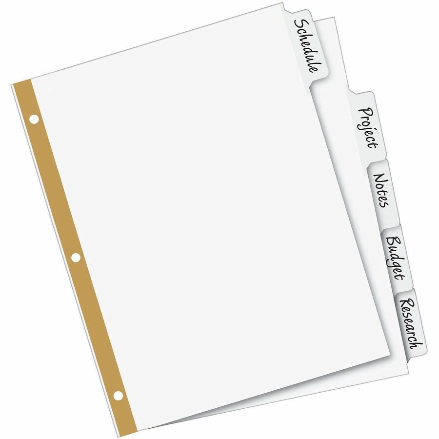 Image of Avery® Write and Erase Big Tab Paper Dividers, 5-Tab, 11 x 8.5, White, White Tabs, 1 Set
