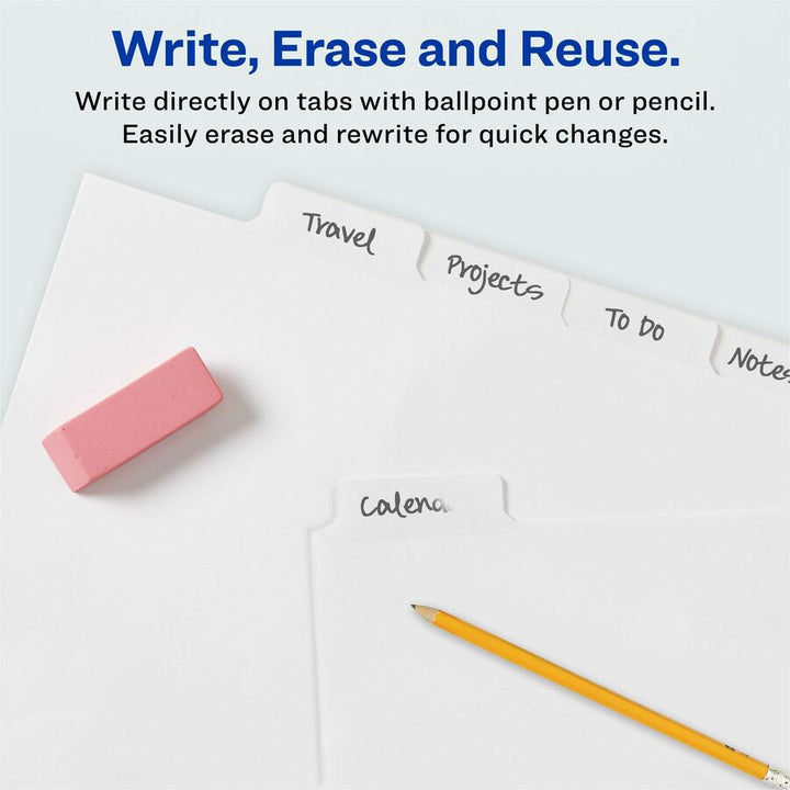 Image of Avery® Write and Erase Big Tab Paper Dividers, 5-Tab, 11 x 8.5, White, White Tabs, 1 Set