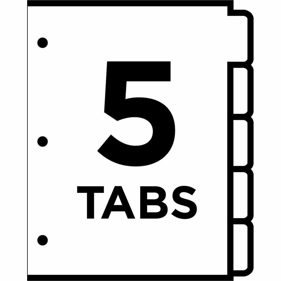 Image of Avery® Write and Erase Big Tab Paper Dividers, 5-Tab, 11 x 8.5, White, White Tabs, 1 Set