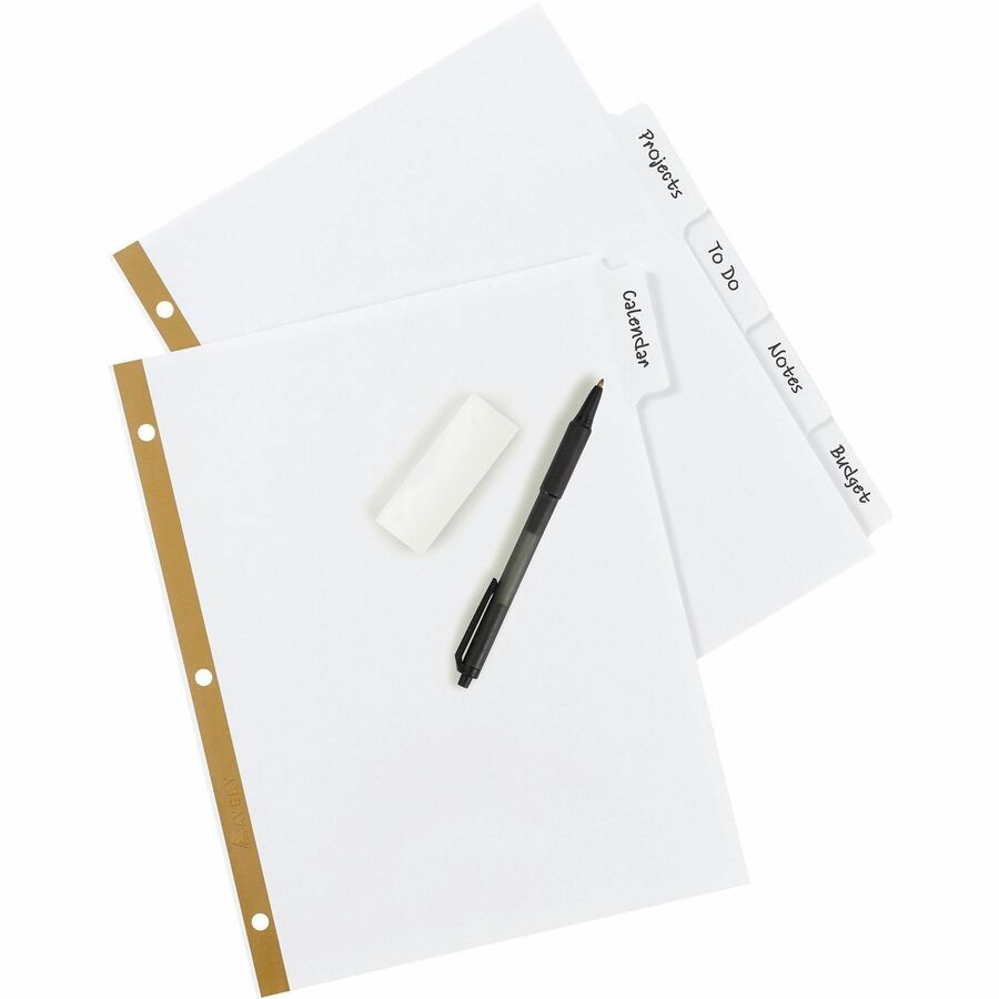 Image of Avery® Write and Erase Big Tab Paper Dividers, 5-Tab, 11 x 8.5, White, White Tabs, 1 Set