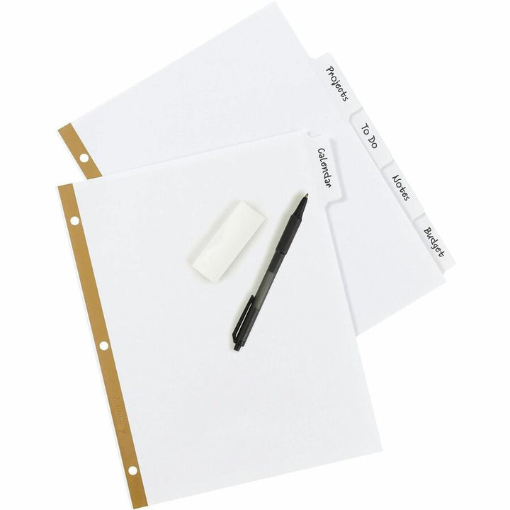 Image of Avery® Write and Erase Big Tab Paper Dividers, 5-Tab, 11 x 8.5, White, White Tabs, 1 Set