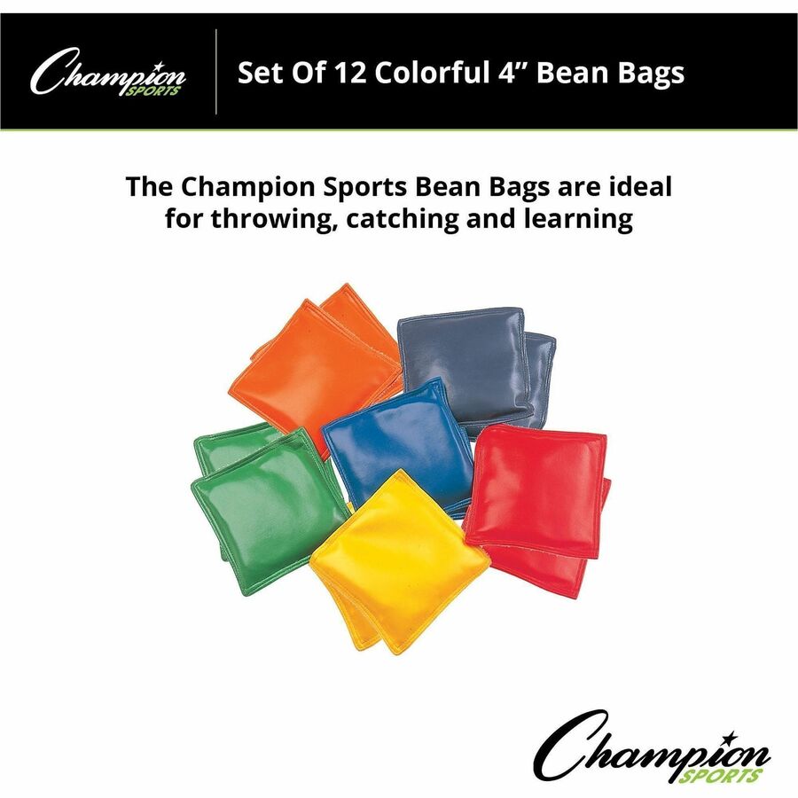 Image of Champion Sports MBB4SET 4" Rainbow Bean Bags, 12 / Set, Assorted, Red, Yellow, Green, Orange