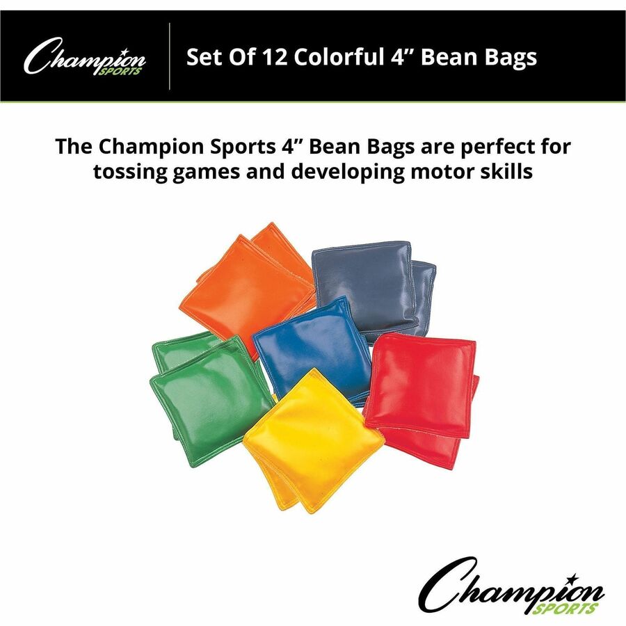 Image of Champion Sports MBB4SET 4" Rainbow Bean Bags, 12 / Set, Assorted, Red, Yellow, Green, Orange