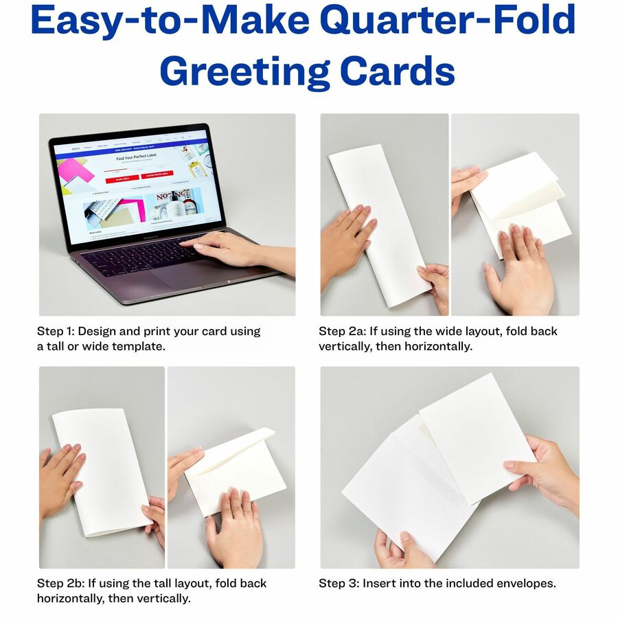 Image of Avery® Quarter-Fold Card, 4-1/4"x5-1/2", 20 Cards/PK, White