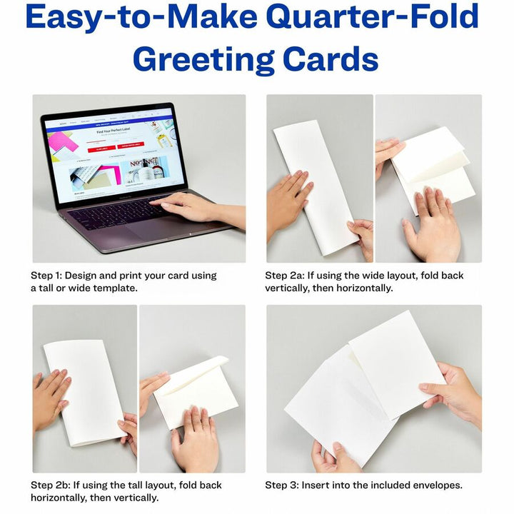 Image of Avery® Quarter-Fold Card, 4-1/4"x5-1/2", 20 Cards/PK, White