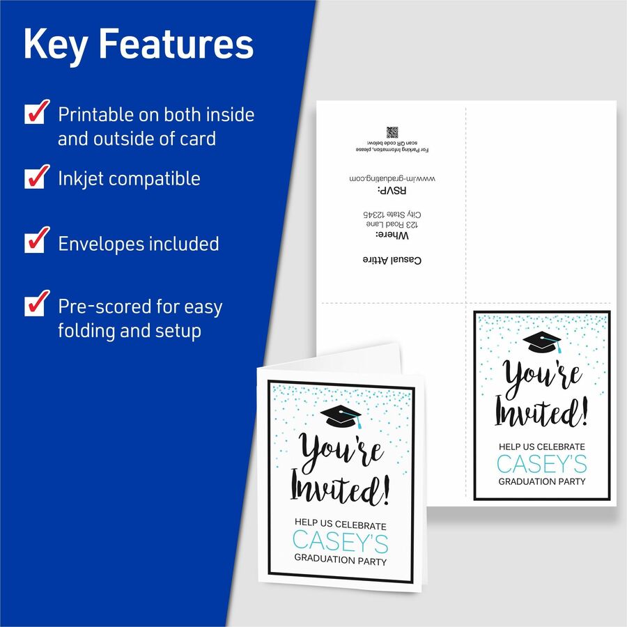 Image of Avery® Quarter-Fold Card, 4-1/4"x5-1/2", 20 Cards/PK, White