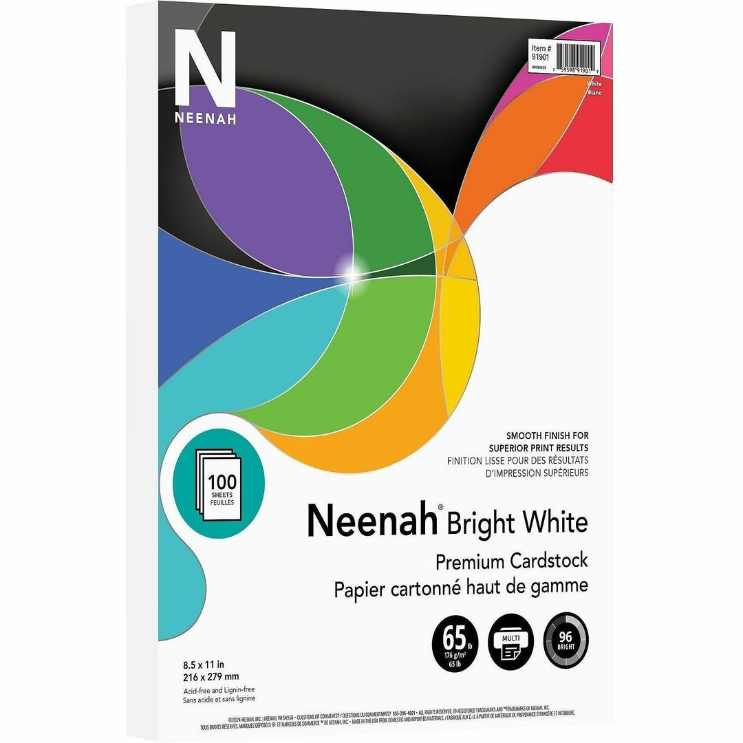 Image of Wausau Papers Cardstock Paper, 65 lb., 8-1/2"x11", 100/PK, White