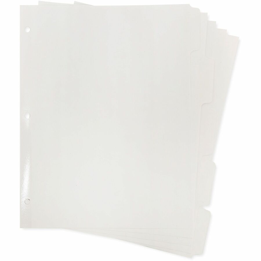 Image of Business Source Erasable Tab Indexes, 3HP, 11"x8-1/2", 5/ST, White