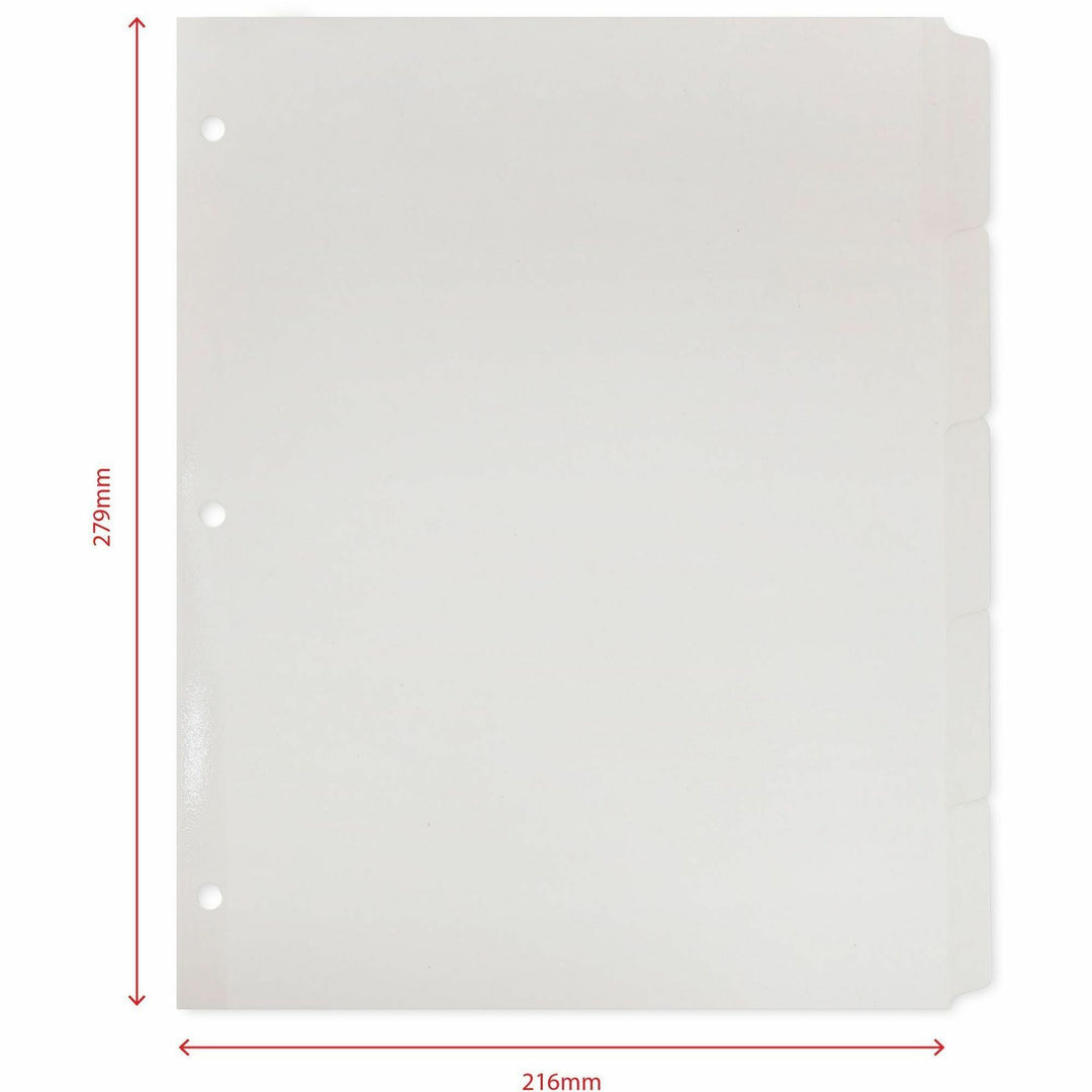 Image of Business Source Erasable Tab Indexes, 3HP, 11"x8-1/2", 5/ST, White