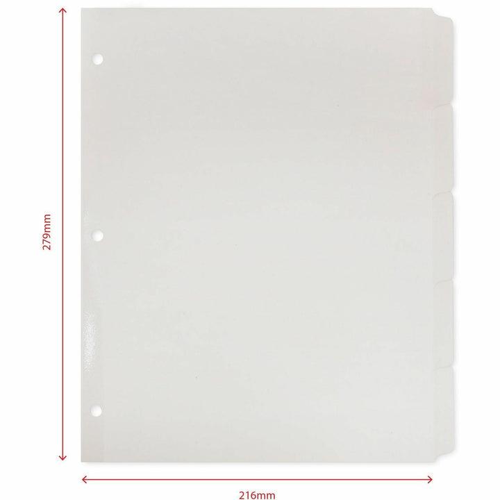 Image of Business Source Erasable Tab Indexes, 3HP, 11"x8-1/2", 5/ST, White