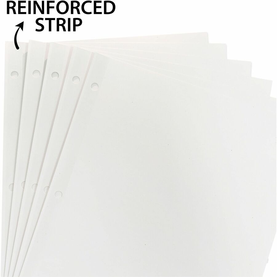 Image of Business Source Erasable Tab Indexes, 3HP, 11"x8-1/2", 5/ST, White
