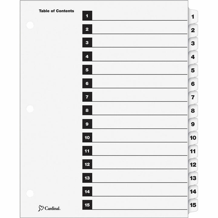Image of Cardinal® One Step Index System, Numbered 1-15, 15 Tabs, Clear