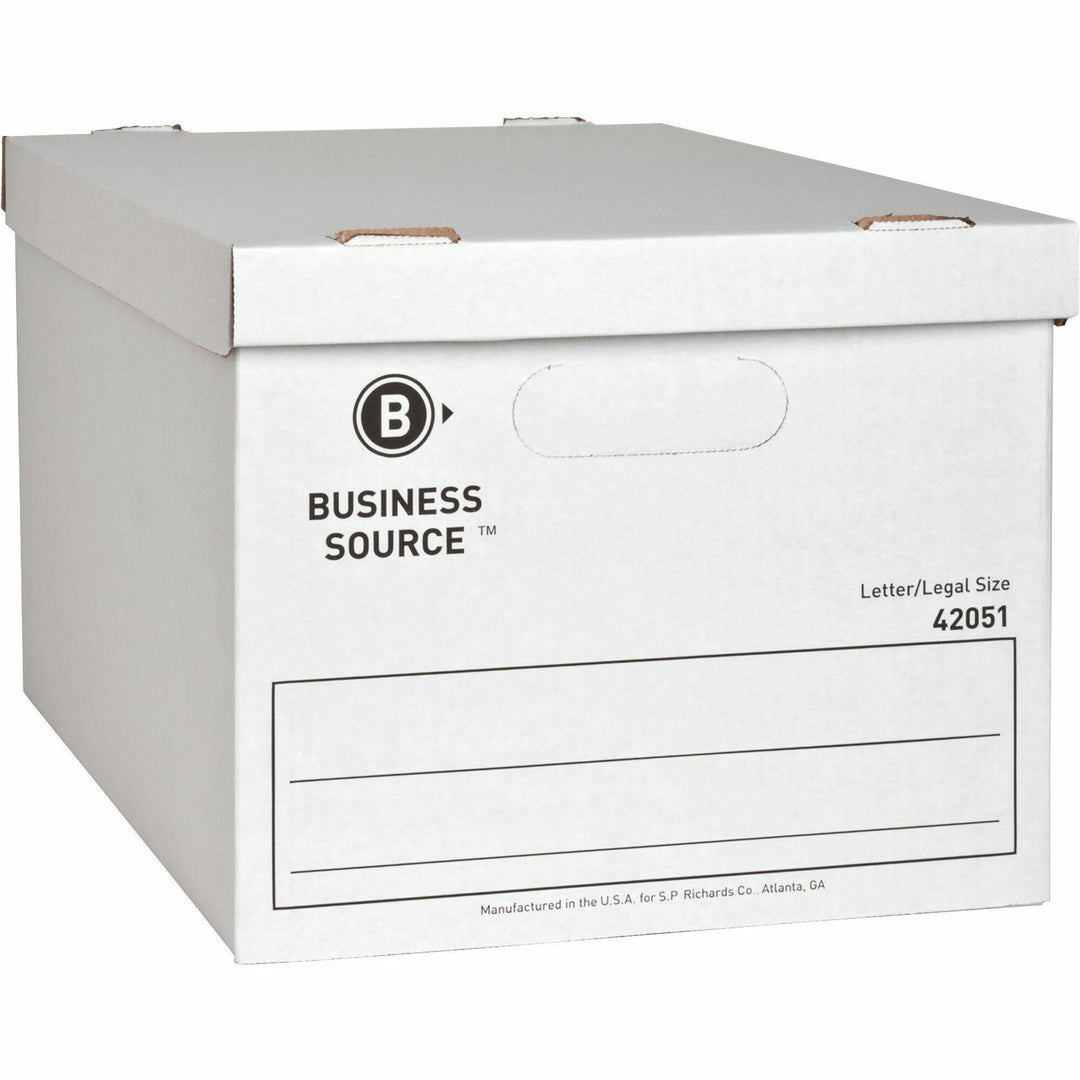 Image of Business Source Storage File Boxes, Ltr/Legal,350 lb, 12"x15"x10", 12/CT, WE