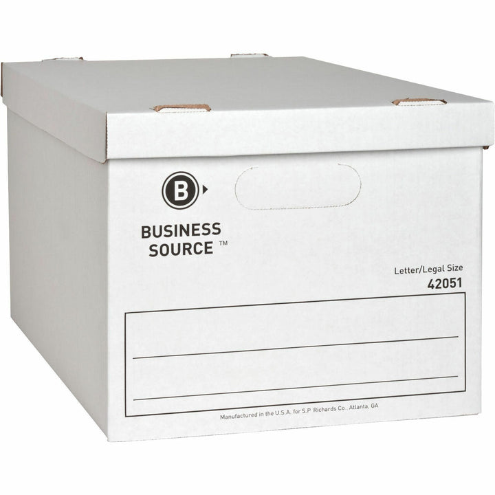 Image of Business Source Storage File Boxes, Ltr/Legal,350 lb, 12"x15"x10", 12/CT, WE