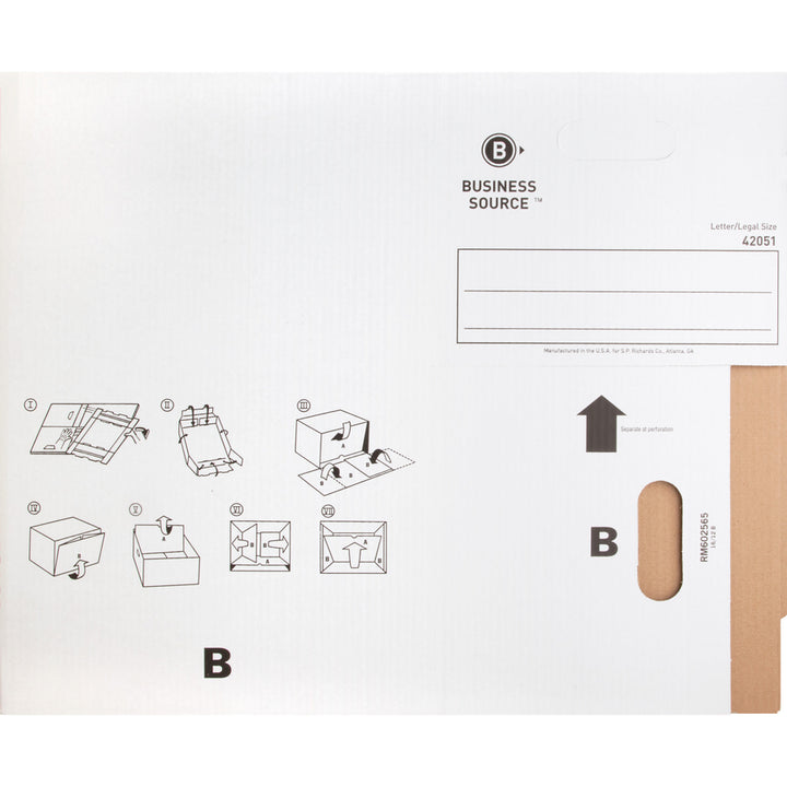 Image of Business Source Storage File Boxes, Ltr/Legal,350 lb, 12"x15"x10", 12/CT, WE