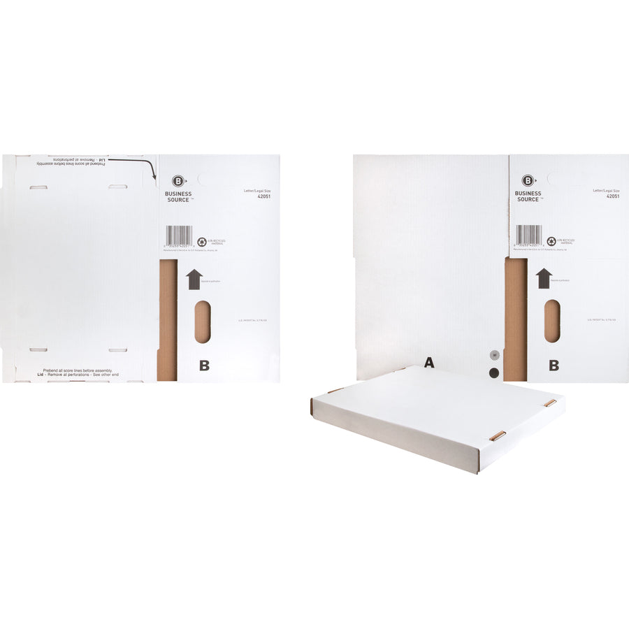 Image of Business Source Storage File Boxes, Ltr/Legal,350 lb, 12"x15"x10", 12/CT, WE