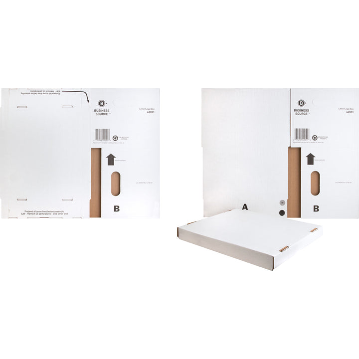 Image of Business Source Storage File Boxes, Ltr/Legal,350 lb, 12"x15"x10", 12/CT, WE