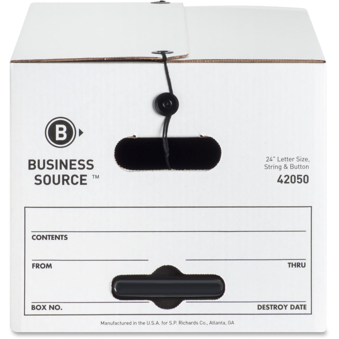 Image of Business Source Storage Boxes, Letter, 350 lbs., 12"x24"x10", 12/CT, White