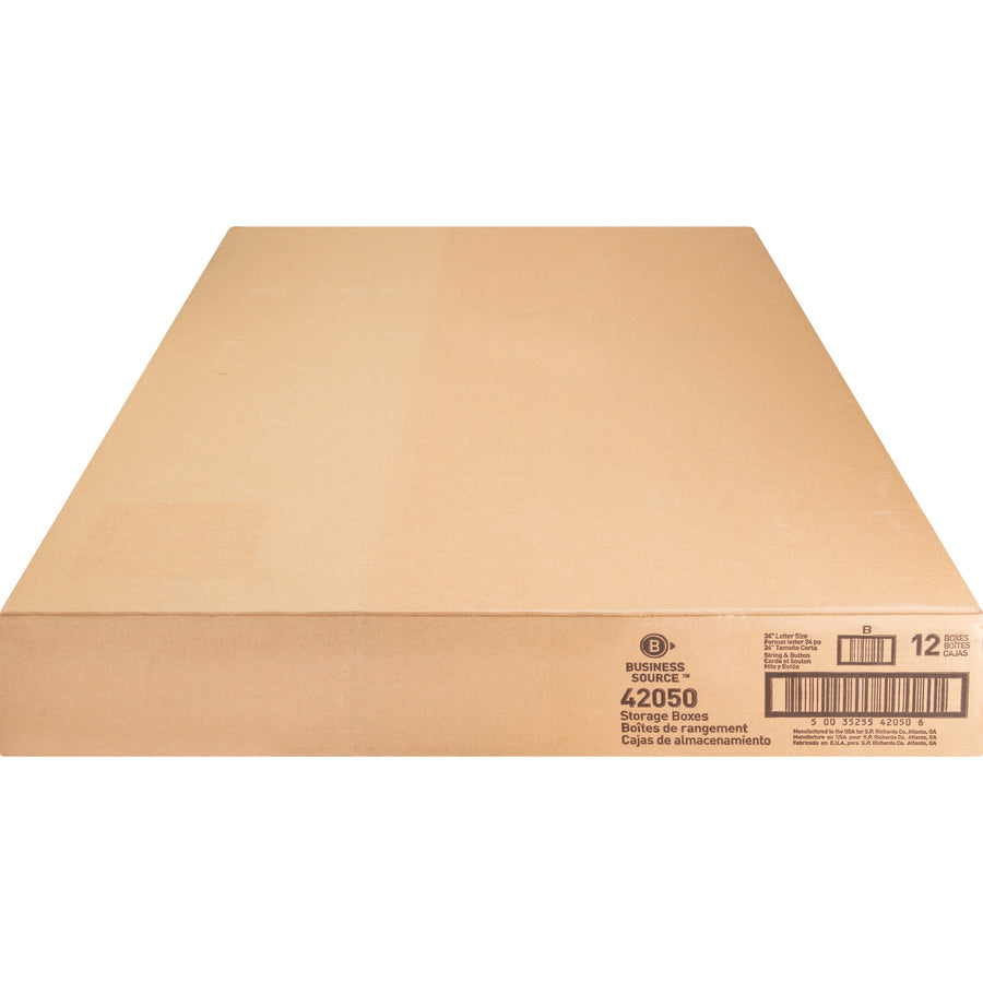 Image of Business Source Storage Boxes, Letter, 350 lbs., 12"x24"x10", 12/CT, White