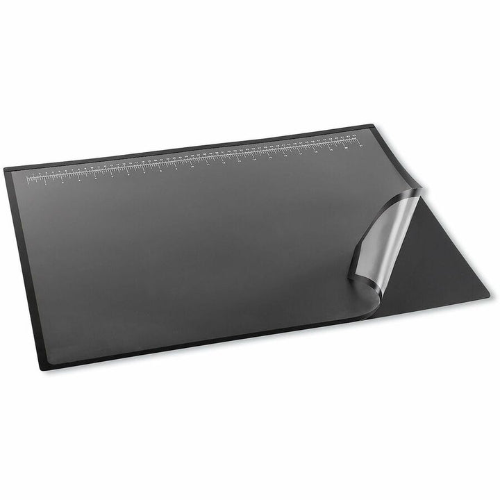 Image of Artistic® Desk Pad with Transparent Lift-Top Overlay and Antimicrobial Protection, 22" x 17", Black Pad, Transparent Frost Overlay