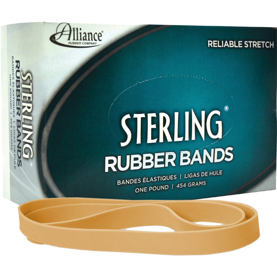 Image of Alliance Rubber Rubber bands, Size 107, 1-Lb., 7"x5/8", 50/BX, Natural