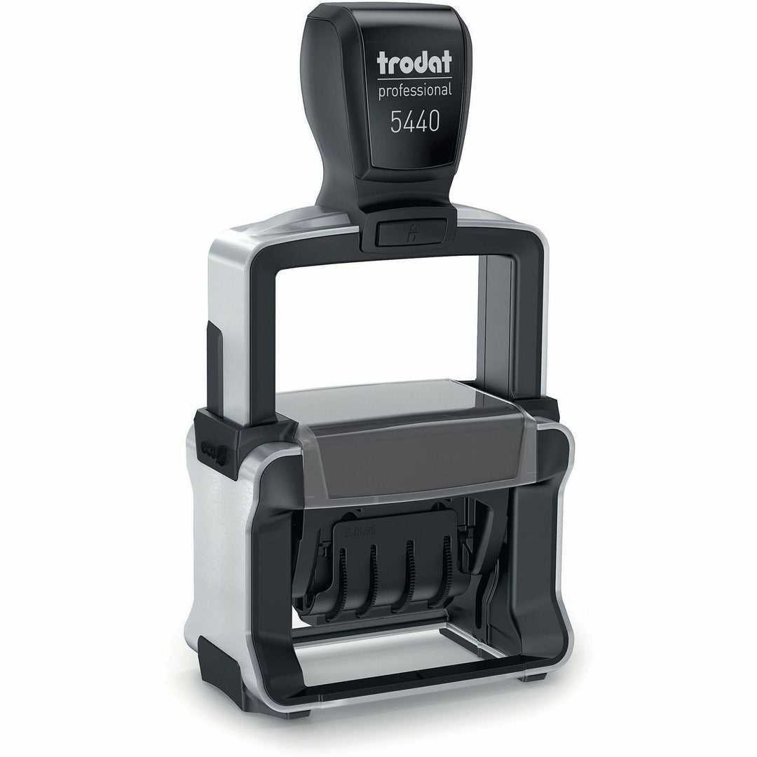 Image of Trodat T5444 Professional 5-in-1 Date Stamp, Date Stamp, ENTERED, PAID, FAXED, RECEIVED, 10000 Impression(s), Blue, Red, Recycled, 1 Each