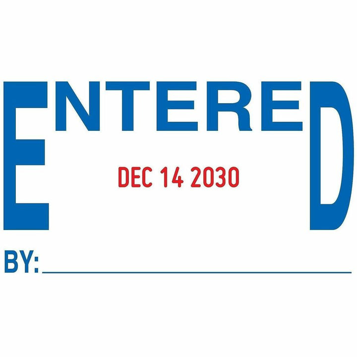 Image of Trodat T5444 Professional 5-in-1 Date Stamp, Date Stamp, ENTERED, PAID, FAXED, RECEIVED, 10000 Impression(s), Blue, Red, Recycled, 1 Each