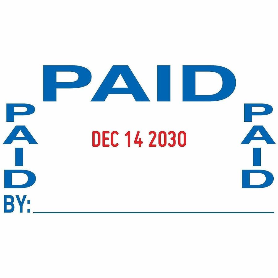 Image of Trodat T5444 Professional 5-in-1 Date Stamp, Date Stamp, ENTERED, PAID, FAXED, RECEIVED, 10000 Impression(s), Blue, Red, Recycled, 1 Each