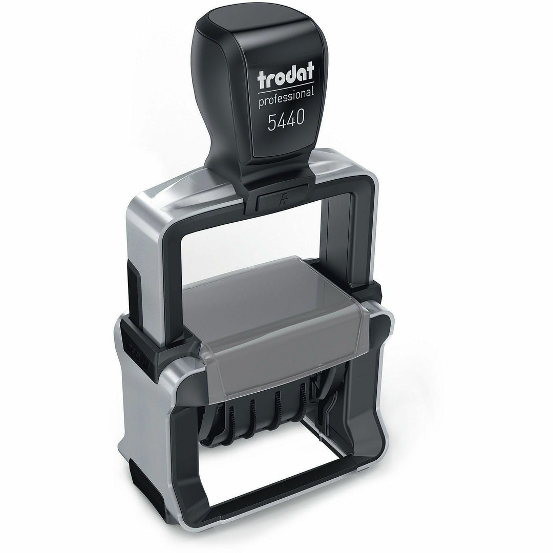 Image of Trodat T5444 Professional 5-in-1 Date Stamp, Date Stamp, ENTERED, PAID, FAXED, RECEIVED, 10000 Impression(s), Blue, Red, Recycled, 1 Each