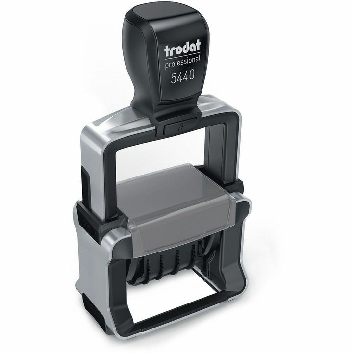 Image of Trodat T5444 Professional 5-in-1 Date Stamp, Date Stamp, ENTERED, PAID, FAXED, RECEIVED, 10000 Impression(s), Blue, Red, Recycled, 1 Each
