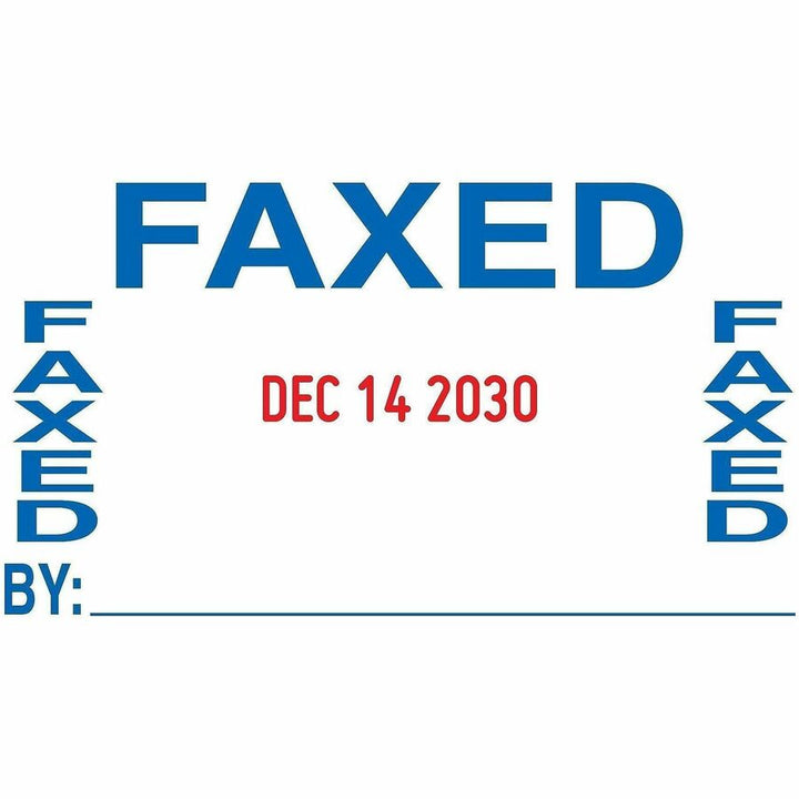 Image of Trodat T5444 Professional 5-in-1 Date Stamp, Date Stamp, ENTERED, PAID, FAXED, RECEIVED, 10000 Impression(s), Blue, Red, Recycled, 1 Each