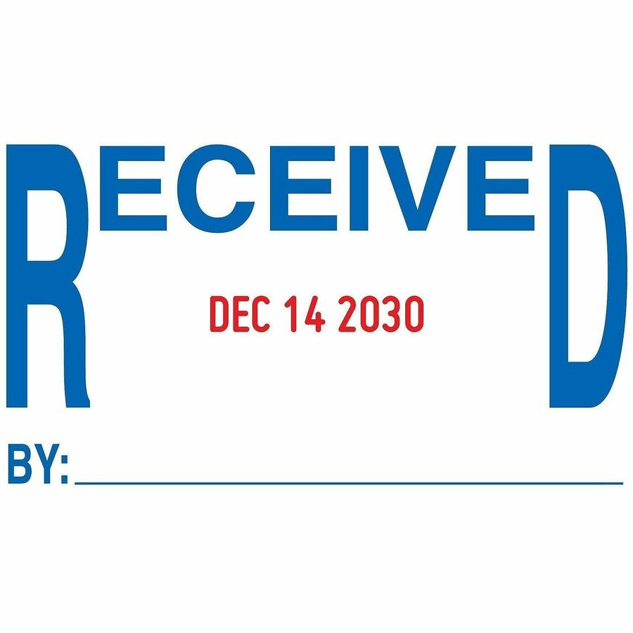 Image of Trodat T5444 Professional 5-in-1 Date Stamp, Date Stamp, ENTERED, PAID, FAXED, RECEIVED, 10000 Impression(s), Blue, Red, Recycled, 1 Each