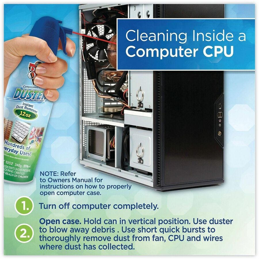 Image of Dust-Off DPSXL12 Air Duster, For Computer Equipment, Printer Accessories, 12 fl oz, 12 / Carton