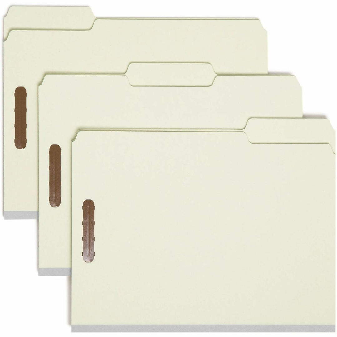Image of Smead Folders,w/Fastener,2" Exp,1/3 Cut Tab,Ltr,25/BX,5BX/CT,GY/GN