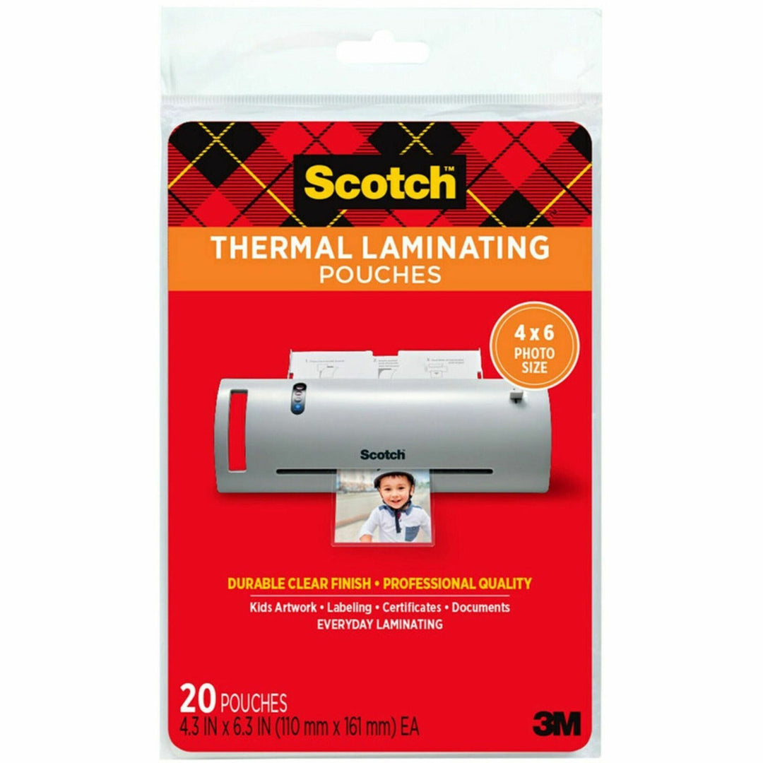 Image of Scotch® Laminating Pouches, 5 Mil, 4.33" X 6.33", Gloss Clear, 20/pack