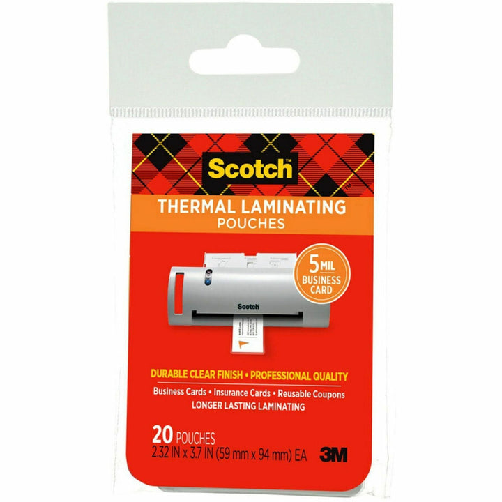 Image of Scotch® Laminating Pouches, 5 Mil, 3.75" X 2.38", Gloss Clear, 20/pack