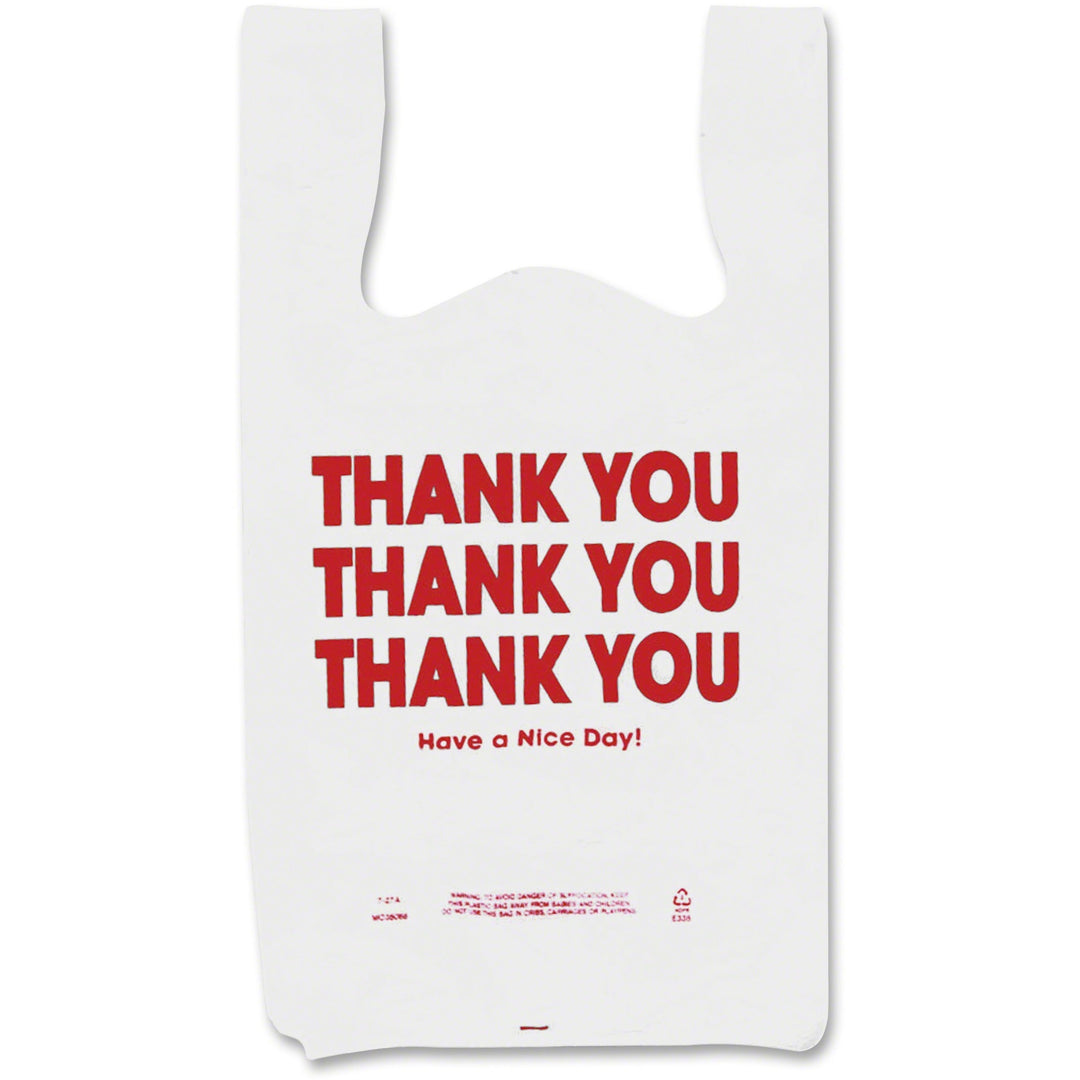 Image of Consolidated Stamp Mfg.,Co. Thank You Plastic Bags, .55 Mil, 11"x22", 250/BX, White