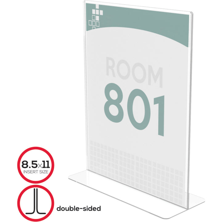 Image of deflecto® Superior Image Double Sided Sign Holder, 8.5 x 11 Insert, Clear