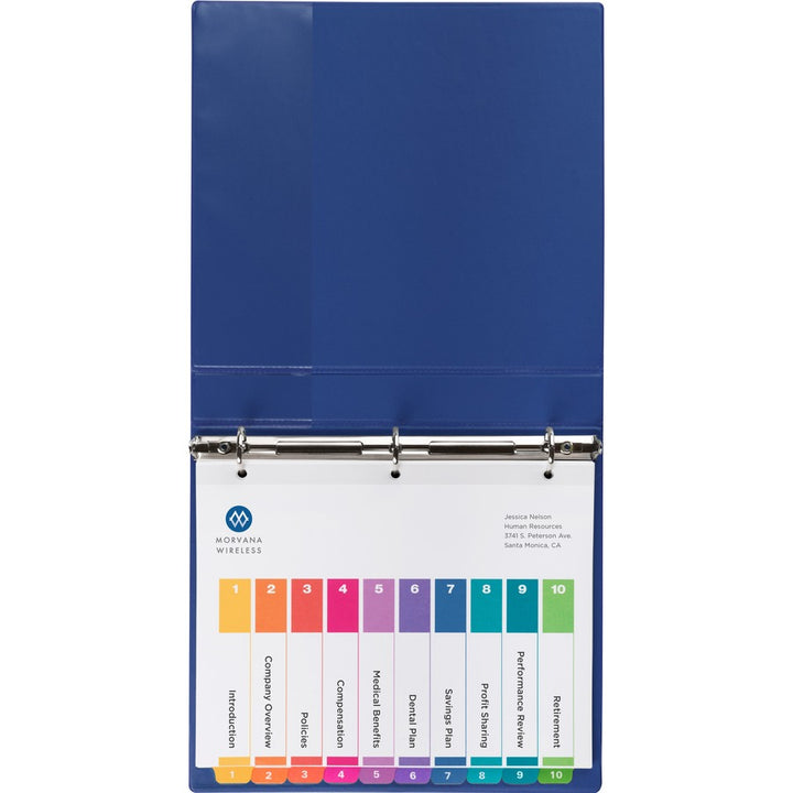 Image of Avery® Customizable TOC Ready Index Multicolor Tab Dividers, Uncollated, 10-Tab, 1 to 10, 11 x 8.5, White, 24 Sets