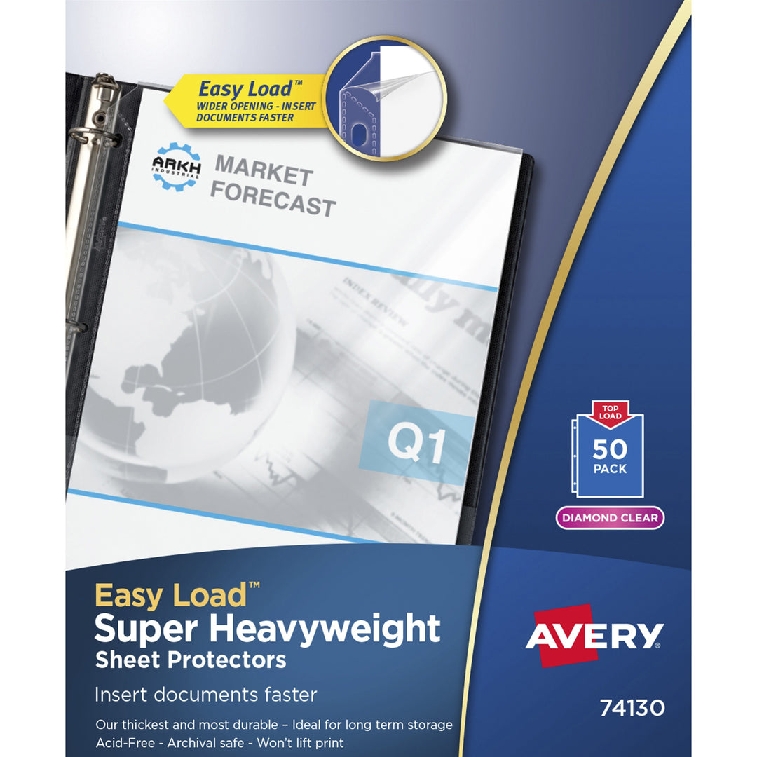 Image of Avery® Top-Load Poly Sheet Protector, Super Heavy Gauge, Letter, Diamond Clear, 50/box
