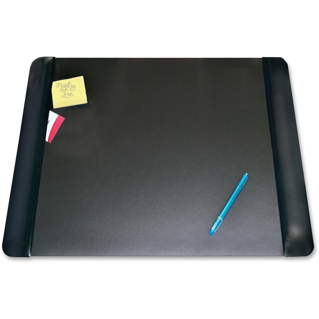 Image of Artistic® Executive Desk Pad With Antimicrobial Protection, Leather-Like Side Panels, 24 X 19, Black