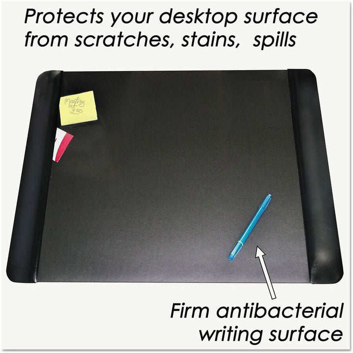 Image of Artistic® Executive Desk Pad With Antimicrobial Protection, Leather-Like Side Panels, 24 X 19, Black
