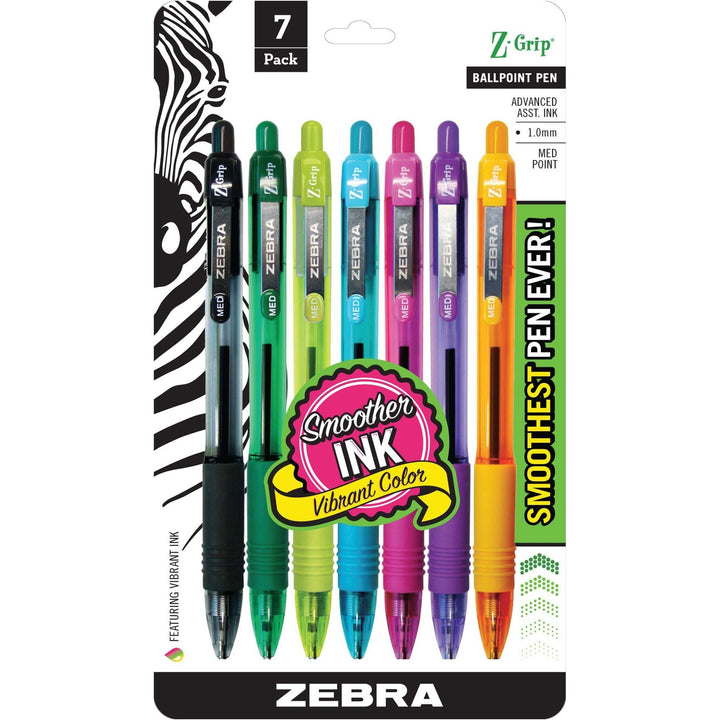 Image of Zebra® Ballpoint Pen, Retractable, 1.0mm Pt, 7/PK, Assorted