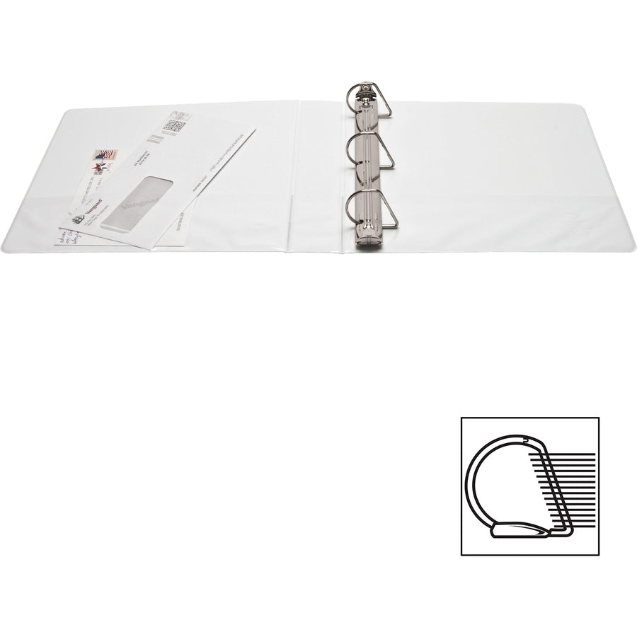 Image of Business Source D-Ring Binder, w/Pockets, 1-1/2" Cap, 8-1/2"x11", White